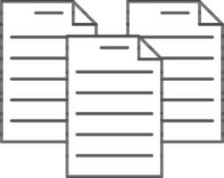 Paper Or Files Icon In Thin Line Art. vector