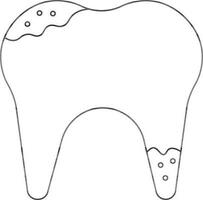Dirty Tooth Icon In Black Outline. vector