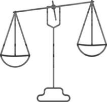 Balance Scale Icon In Black Line Art. vector