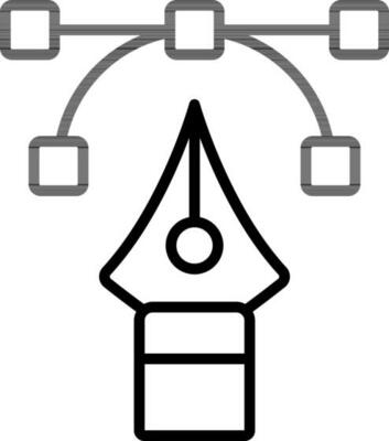 Pen Tool Icon In Black Thin Line Art.