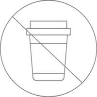 No Drink Icon In Thin Line Art. vector