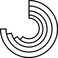 Concentric Donut Chart Icon In Thin Line Art. vector