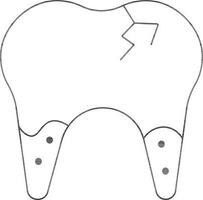 Decay Tooth Icon In Black Outline. vector