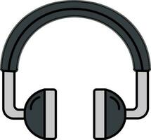 Gray Color Headphone Icon In Flat Style. vector