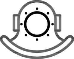 Flat Style of Diving Helmet Icon In Thin Line Art. vector