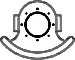 Flat Style of Diving Helmet Icon In Thin Line Art. vector