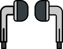 Flat Style Earphone Icon In Gray Color. vector