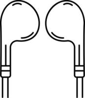 Line Art Earphone Icon in Flat Style. vector