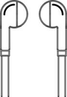 Flat Style Earphone Icon in Black Line Art. vector