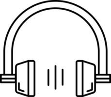 Line Art Headphone Icon in Flat Style. vector