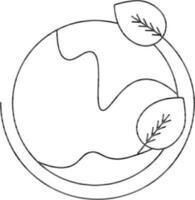 Illustration of Eco Globe Icon in Black Line Art. vector