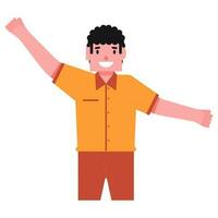 Cheerful Student Boy Character in Standing Pose. vector