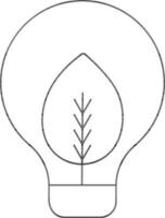 Eco Bulb Icon In Black Line Art. vector