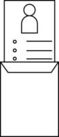 Report Card OR Biodata With Envelope Icon in Black Line Art. vector