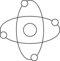 aislado átomo icono en negro línea Arte. vector