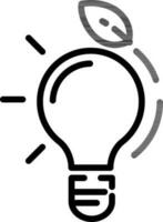 Eco Light Bulb Icon in Black Thin Line Art. vector