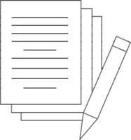 Paper Stack With Pencil Icon in Black Line Art. vector