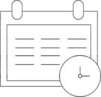 Clock and Calendar Icon in Line Art. vector