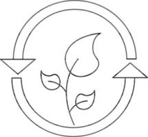 Eco Recycle Icon in Black Line Art. vector