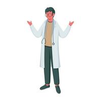 Illustration of Doctor Man Something Present from Hands on White Background. vector