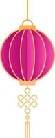 Pink Paper Cut Chinese Lantern Hang on White Background. vector