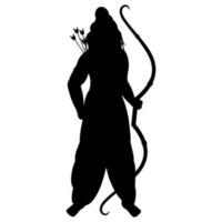 Lord Rama or Lakshmana Silhouette Character in Standing Pose. vector