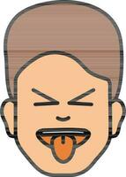 Cartoon Boy Closing Eyes with Tongue Out Icon in Flat Style. vector