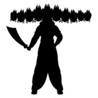 Silhouette Character of King Ravana Holding Sword in Standing Pose. vector