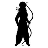 Silhouette Ramayana Character of Lord Rama or Vibhishana, Lakshmana on White Background. vector