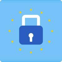 Europe Lock Icon in Blue and Yellow Color. vector