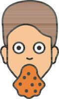 Vomiting man face icon in brown and light orange color. vector