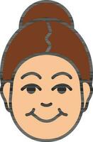 Smiley Woman face character on white background. vector