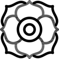 Flower Or Rangoli Icon in black line art. vector