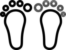 Footprint icon or symbol in black line art. vector