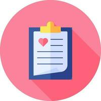 Heart Clipboard OR Medical Report Icon In Flat Style. vector