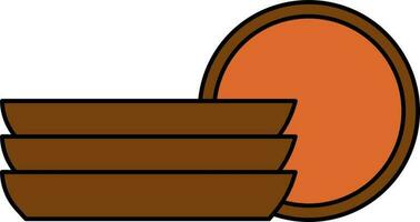 Stack of Plate Icon In Brown And Orange Color. vector