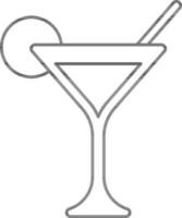 Martini Glass Icon In Thin Line Art. vector