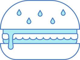 Burger Icon In Blue And White Color. vector