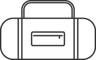 Duffel Bag Icon In Black Line Art. vector