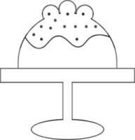 Delicious Cake on Table or Stand Icon. Line Art Sign Or Symbol. vector