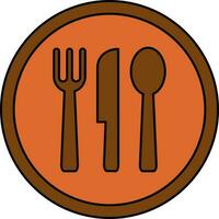 Crockery Icon In Brown And Orange Color. vector