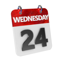 Wednesday 24 Date 3D Icon Isolated, Shiny and Glossy 3D Rendering, Month Date Day Name, Schedule, History png