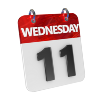 Wednesday 11 Date 3D Icon Isolated, Shiny and Glossy 3D Rendering, Month Date Day Name, Schedule, History png