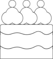 Line Art Slice Of Cake Icon in Flat Style. vector