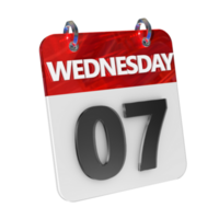 Wednesday 7 Date 3D Icon Isolated, Shiny and Glossy 3D Rendering, Month Date Day Name, Schedule, History png