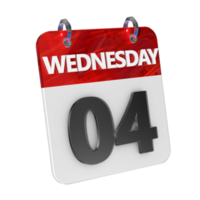 Wednesday 04 Date 3D Icon Isolated, Shiny and Glossy 3D Rendering, Month Date Day Name, Schedule, History png