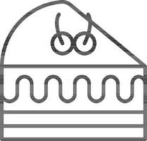 Flat Style Cake Slice Icon in Black Thin Line. vector