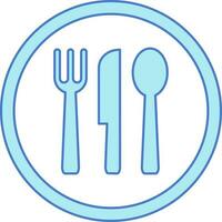 Crockery Icon In Blue And White Color. vector