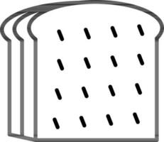 Flat Style Bread Slices Icon in Black Outline. vector