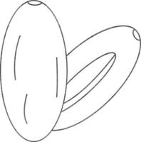 Dates Nut Icon in Black Line Art. vector